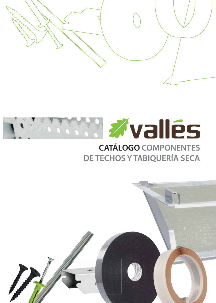 Portada del catálogo Vallès: Componentes de techos y tabiquería seca